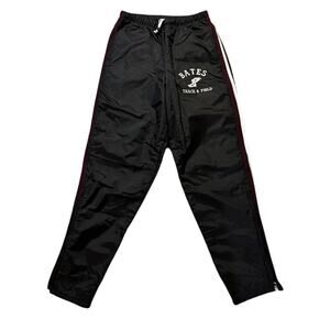 Vintage Bates College Track Pants Black White Red Lined Ankle Zip Men's Small